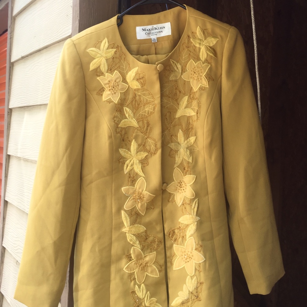 Mustard yellow skirt suit Size 8 women